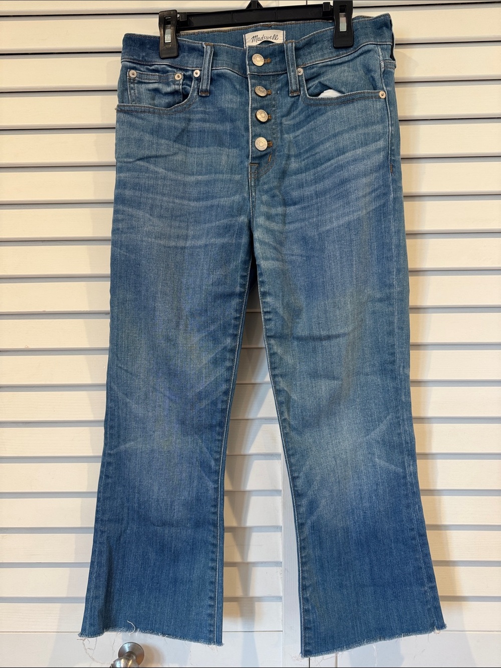 Madewell Medium Blue High-Rise Cropped Demi Bootcut Button-Fly Jeans